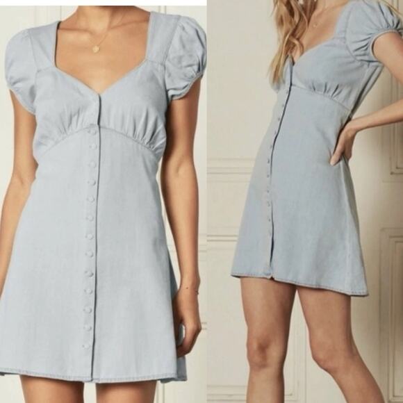 Boyish Dusty Puff Sleeve Mini Dress in Sunrise - Picture 1 of 12